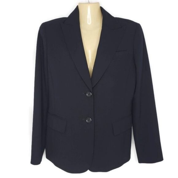 Lafayette‎ 148 NY Blazer Jacket Dark Navy Blue Wool Size 4 - Picture 1 of 6